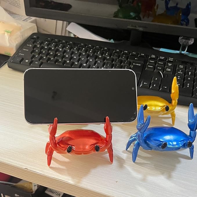 LOGUTIA Crab Phone Stand Ornament - Crab Pen & Pencil Holder In Red Reptile Phone Stand, Crab Statue, Resin Crab Ornament Red Crab Support(red)