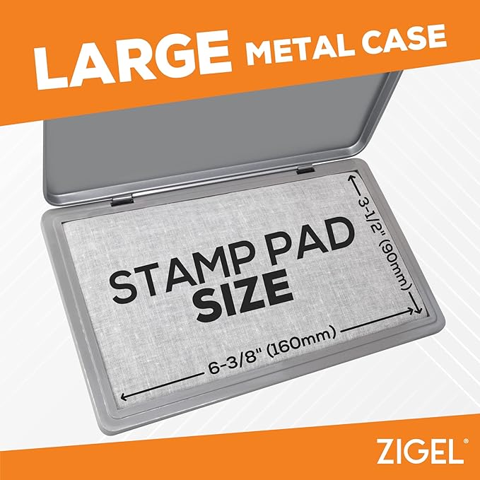 2 Pack Metal Case Stamp Pad Large Size, Light Blue Color - Size: 3" x 6" - Choose from 15 Ink Colors