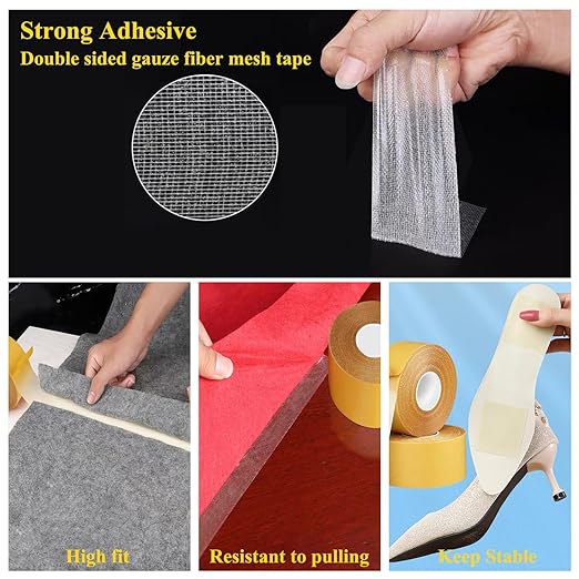 KAIYUER Thin Double Sided Tape Heavy Duty,High Stickness Clear Tape for Making DIY Crafts, Paste Photo, Rug Fixed, Floor,Wall Decor,Office Decor,No Glue Residue,0.5" x 66 FT