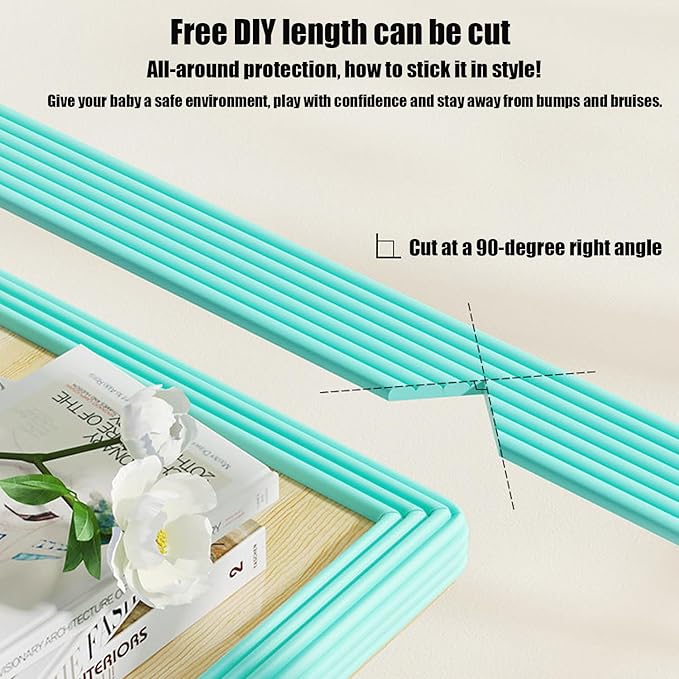 Soft Extra-Wide Edge Protector for Baby, 16.4ft Baby Proofing Edge Guards Padding Self-Adhesive Double Sided Tape, zProof Foam Padding for Sharp Edges, Table, Desk, Furniture Light Green