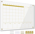 Glass 3-1 Golden Monthly Dry Erase Calendar Whiteboard for Wall,24"x 36",Frameless Mounting,Office/School/Home, Frameless Large Planner White Board