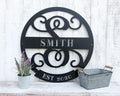 RealSteel Personalized Family Name Monogram Metal Sign – Custom Split Letter Wall Art with Established Year, Rustic Farmhouse Home Décor, Indoor Outdoor Steel Sign for Front Porch, Mantel, Entryway
