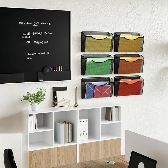 MINDEPOT Magnetic Wall File Organizer,Hanging Wall Mounted File Folder Binder Holder Mail Organizer for Office,Home and School Supplies