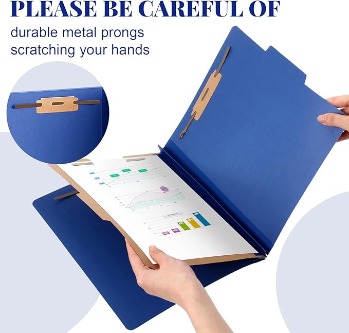 Skyygemm 72 Pcs Classification Folders Letter Size, 1 Divider Pressboard File Folder with Fasteners, Expanding File Organizer Bulk for School Teachers, Office Employee, Coworker, Staff (Dark Blue)