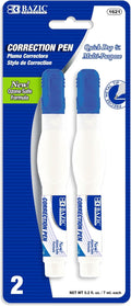 BAZIC Products Correction Pen - Corrections Fluid, Precise Metal Tip White Out, Ideal for School & Office Supplies, Alternative to Correction Solution, 2/Pack, 144-Packs