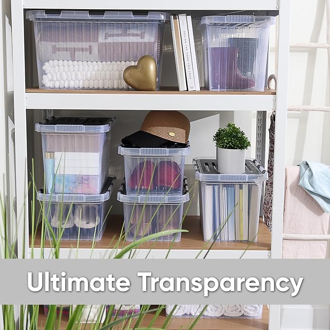 Superio Storage Bins with Lids, Clear Plastic Containers for Organizing, Stackable Totes, BPA Free, Odor Free, Organizer Boxes for Home, and Dorm, 35 Quart (2 Pack, 20.25"x14"x10.5")