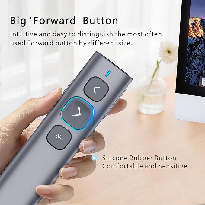 Norwii N95 Presentation Clicker with USB-A&C Receiver, PowerPoint Clicker for Presentation Remote, Rechargeable Wireless Presenter Pointer, Slide Advancer for PC/Laptop/e-Book (Green, USB-AC)