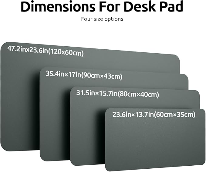 YSAGi Leather Desk Protector, Office Mat, Large Mouse Mat, Non-Slip PU Leather Blotter, Laptop Desk Pad, Waterproof Writing Pad for Office and Home (Dark Green, 35.4" x 17")