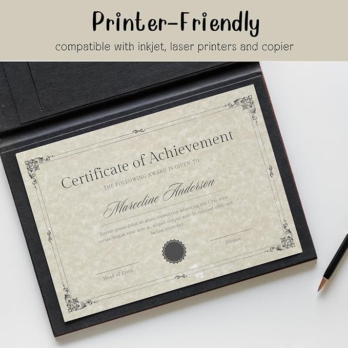 200 Sheets Parchment Resume Paper - 8.5 x11" Double-Sided Certificate Paper - 100 GSM Textured Stationary for Menus,Invitations,Resumes,Diplomas - Printing & Writing Friendly (Ivory)