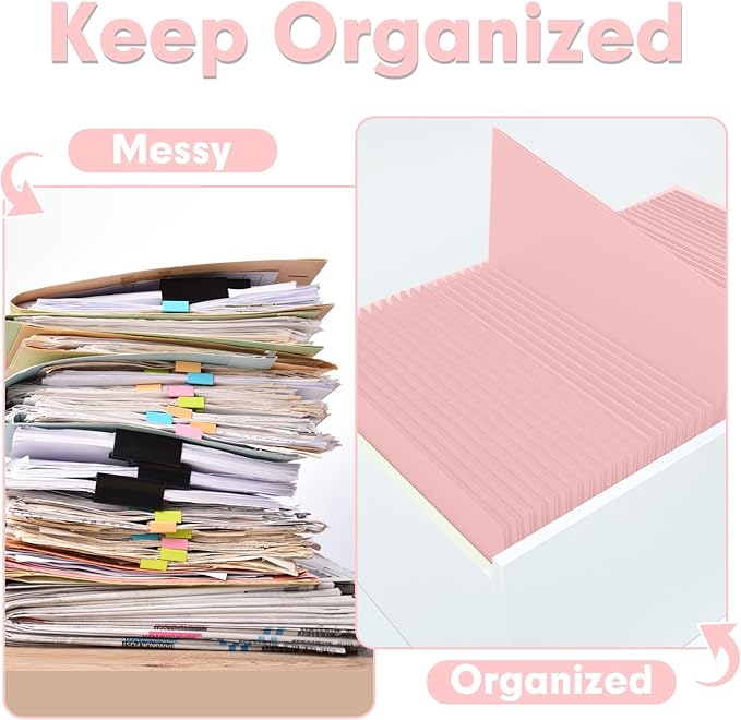 Two Pocket Folders, PANDRI 30 Pack 2 Pocket Folders, Letter Size Paper File Folder for School Office Home Business, Pink