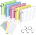 250 Count 3 x 5 Inch Colored Index Cards, Ruled Note Cards with Ring, Lined Flash Cards for Office Supply, Portable Note Taking Study Flashcards for Home and School