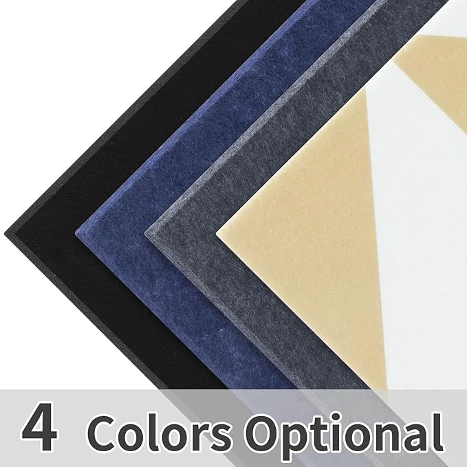 Smarpau Large Cork Board for Walls, 12 Pack Square Bulletin Board, 48"x36" Pin Board with Pushpins Removable Security Stickers, Felt Wall Tiles for Office Home Decoration-Deep Blue