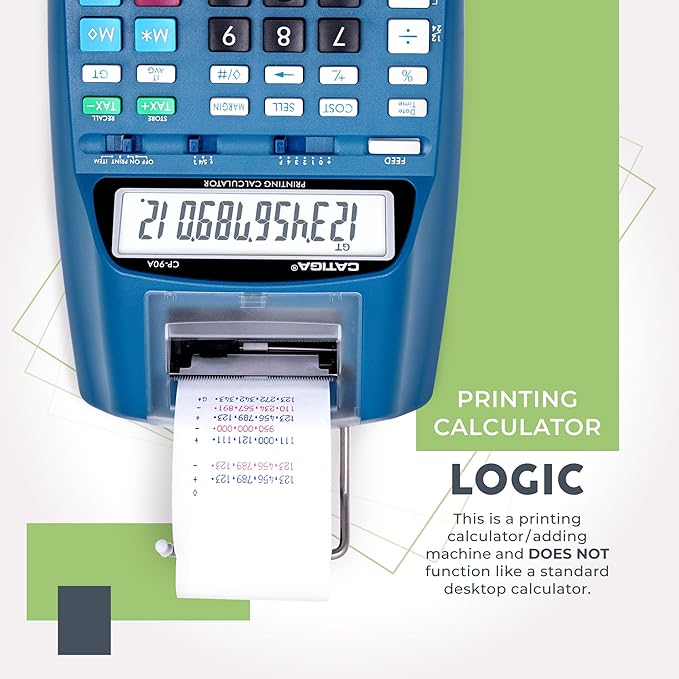 CATIGA New & Upgraded 2025 Printing Calculator Adding Machine 10 Key, Desktop Home Office Calculator with Paper Roll Print Out, Accounting Business Finance