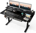 FiCiHi Adjustable Height Standing Desk with 4 Drawers,63 x 30 inches Electric Sit Stand Home Office Desk with Two Tiers, 3 Memory Presets, Monitor Stand Riser, USB A/C Charging Port