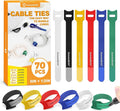 SummerBrite 70 Pack Multi-Color Cable Ties 6 Inch with Writable Labels, Reusable Cord Organizer Straps, Hook & Loop Wire Management for Identifying Electronics, Charging Cables, Home Office & PC