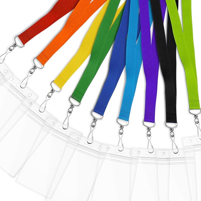24-Pack Green Breakaway Lanyards with Waterproof Badge Holders, Polyester Neck Straps for ID Cards, Events, Office, and Schools