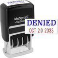 MaxMark Self-Inking Rubber Date Office Stamp with Denied Phrase Blue Ink & Date RED Ink (Max Dater)