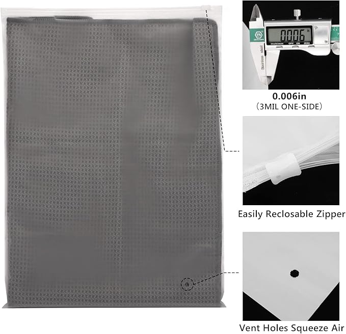 Svaldo Swimsuit Bags Storage, Frosted Zipper Bags for Clothes, Bikini, Bathing Suit Storage, T Shirt Packaging, 8x10 inch, Pack of 200, 3 Mil with Vent Holes