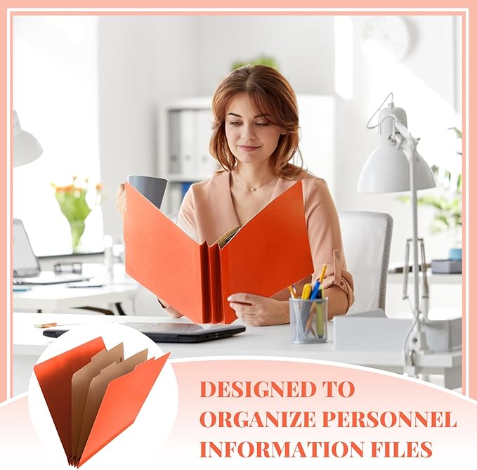 Skyygemm 36 Pcs Classification Folders Letter Size, 2 Divider Pressboard File Folders with 3. 5 Inch Expansion, 2 Prongs Fastener, Heavy Duty Office File Organizers for Teachers, Medical (Orange)