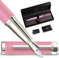 Ellington Pens Luxury Fountain Pen Set - Extra Fine Nib - Includes 3 Ink Cartridges, Refillable Ink Converter, Gift Box - Fountain Pens For Writing, Calligraphy, Journaling, Sketching (Rosy Flair)