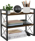 YINMIT Desktop Shelf Organizer, 2 Tier Office Shelves, Wood Desk Organizer Storage Rack and Freestanding Display Shelf for Office, Dormitory, Home