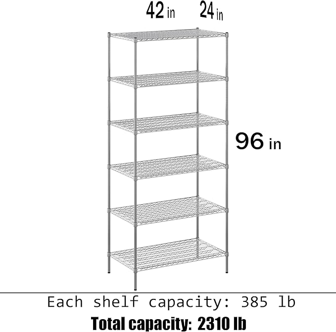 Regal Altair 24" Deep x 42" Wide x 96" Height Wire Shelving Kit | 6-Tier | NSF Commercial Storage Rack Unit
