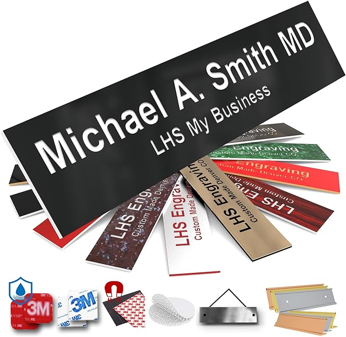 Engraved Custom Door Plate Black Plastic Office Door Sign with White Letters - Made in USA 2x10 B2