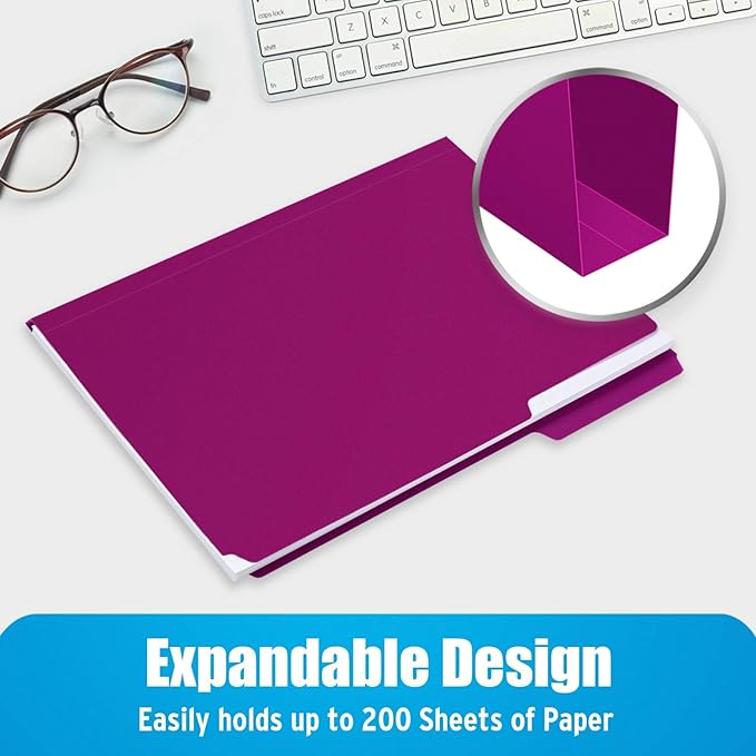 Sooez 18 Pack Plastic File Folders Colored with Sticky Labels, Letter Size Colored File Folders with Erasable 1/3-Cut Tab, Stronger Than Manila File Folder, Perfect for Organization, Assorted Color