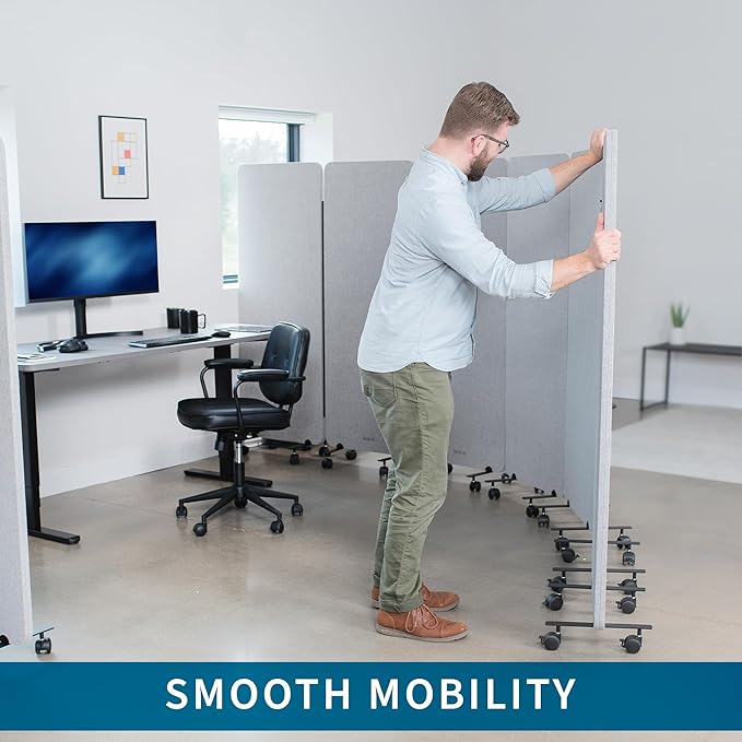 VIVO Freestanding 72 x 66 inch Privacy Panel, Mobile Cubicle Divider, x3 24 inch Wall Partitions, Gray, PP-3-T072G-M