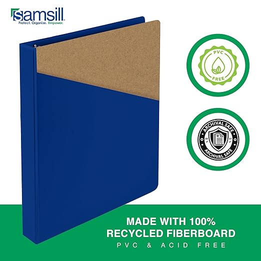 Samsill 1.5 Inch 3 Ring Binders, Made in USA, Economy Round Ring, Clear View Cover, 325 Sheet Capacity - for School, Home, Office - Blue, 4 Pack