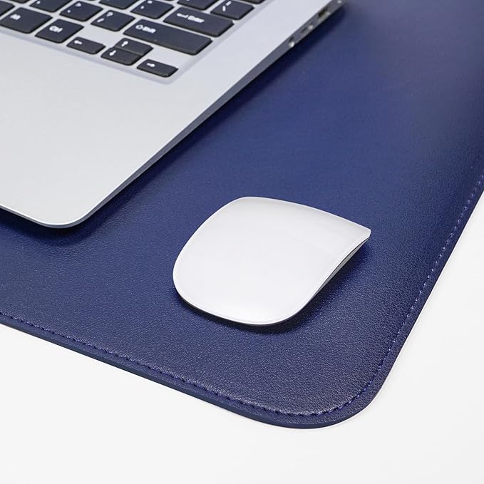 AFIING Dual-Sided Desk Pad, Natural Cork & PU Leather, Desk Mat Protector Non-Slip, Waterproof, Easy Clean,Large Mouse mats for Office and Home Work(Blue, 31.5"x17")
