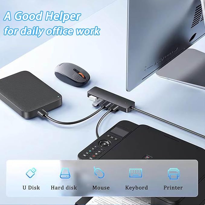 USB 3.0 Hub, VIENON USB Hub with 4 USB 3.0 Female Ports, USB Splitter USB Extender for PC, Laptop, Xbox, PS4/5, Flash Drive, HDD, Console, Printer, Camera,Keyborad, Mouse-2ft