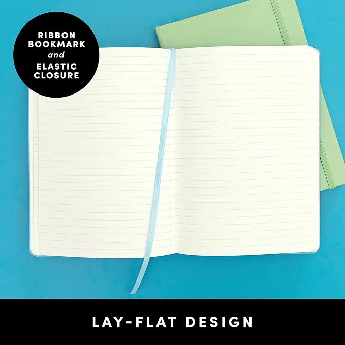 PAPERAGE Lined Journal Notebook, (Sage Green), 160 Pages, Medium 5.6 in x 8 in - 100 GSM Thick Paper – Hardcover Journaling Notebook for Work, School & Note Taking