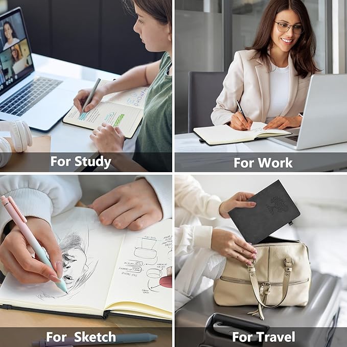 PERCUN Graph Paper Notebook, 160 Pages Grid Journal for women & men, A5 Hardcover Leather Graphing Notebook for School, Work, Travel, Note Taking 5.9”x8.5” (Navy)