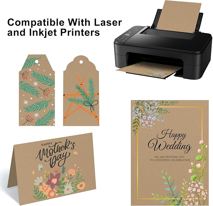 OcePor 200 Sheets Brown Cardstock Paper, Colored Printer Paper 8.5 x 11, Card Stock Thick Construction for Craft,Scrapbook，Office Printing, Invitations, Certificates，92 lb/250gsm