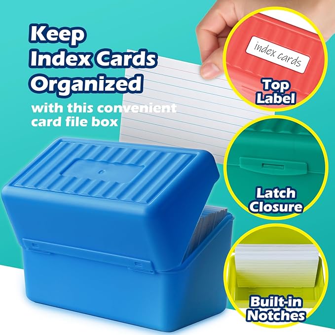 Olivo Index Card Holder Box 3x5 Flash Note Card Holder Storage File Box Organizer Case for 3"x5" Cards, Black 2 Pack