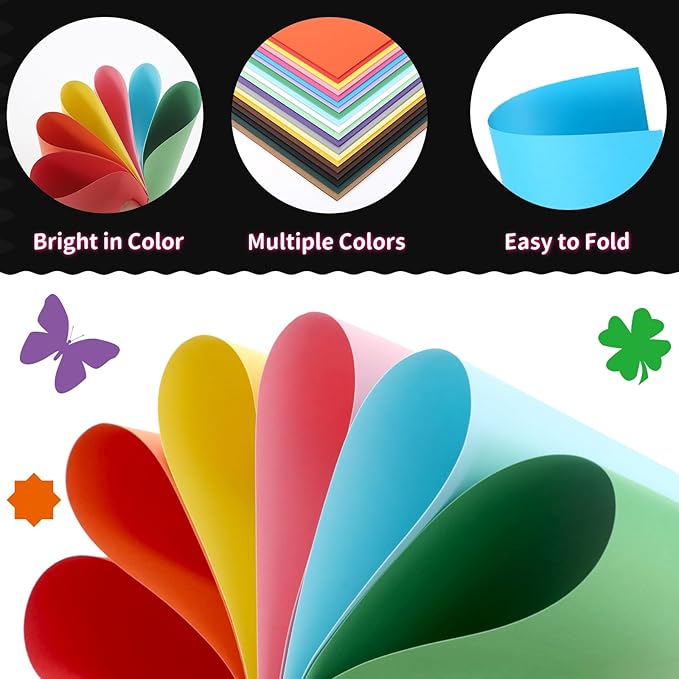 300 Sheets Colored Cardstock 8.5 "x 11", 65LB 180GSM Craft Bulk Construction Paper, 20 Assorted Colors Card Stock Paper for School & Office, Card Making Printer Scrapbook Decorations DIY Crafts