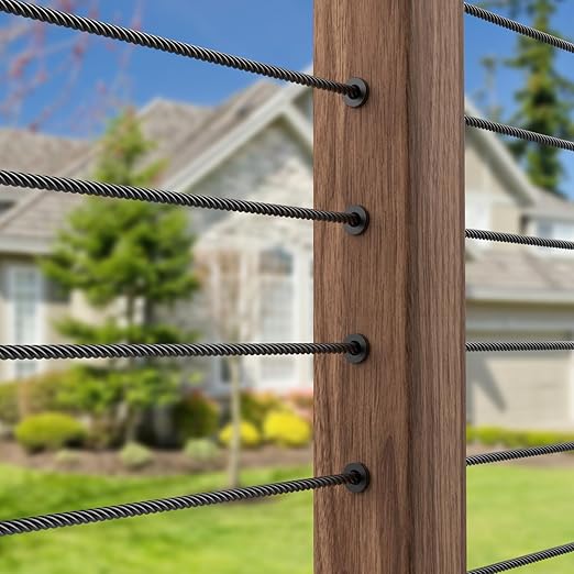 BLIKA 40 Pack Black Stainless Steel Protector Sleeves for 1/8" Deck Cable Railing, for Wood/Composite Posts, T316 Marine Grade, Black Cable Railing Protector Sleeves