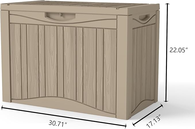 Decksplore 50 Gallon Outdoor Storage Box Waterproof Lockable Resin Deck Box Large, Patio Storage Bin for Pool Accessories Cushion Furniture, Garden Tools, UV-Resistant Outside Delivery Grey