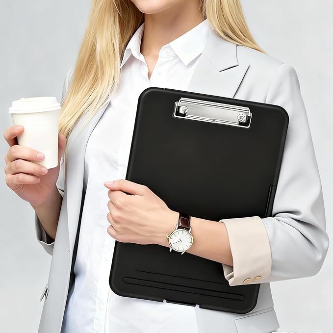 6 Pack Clipboard with Storage, High Capacity Storage Clipboard 8.5 x 11 with Pen Holder, Letter / A4 Size, Inner Plastic Folder Attached for Teacher Office Home, Size 13.4 x 9.4 x 0.9 in