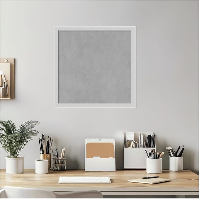 Amanti Art Silver Framed Magnetic Board 17x17 Small Vision Board for use with Magnets, 100% Metal Sheet to Display Items as Office Decor or for Home Organization in mudroom, Kitchen or Kids Room