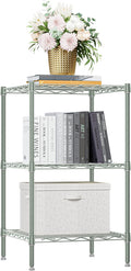 M MZG 750 lbs 3-Shelf Storage Shelves Wire Shelving Unit Standing Metal Rack for Small Places Narrow Wire Rack for Bathroom, Green 13.8 D x 13.8" W x 25.5" H