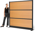 Stand Up Desk Store Beechwood Aesthetic Modular Walls | 70" W x 70" H Modular Room Dividers with Natural-Looking Woodgrain Finish for Offices, Classrooms, and More
