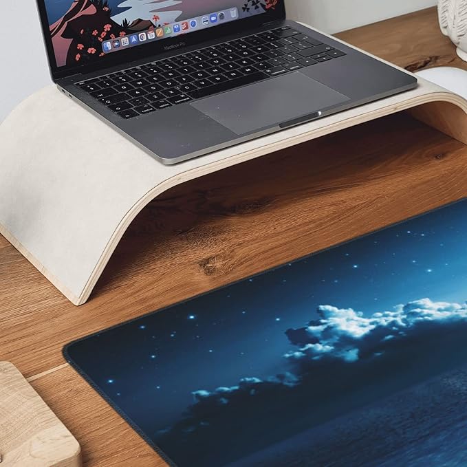 CANFLASHION Gaming Mouse Pad,Large Mouse Pads for Desk,Non-Slip Rubber Base Extended Mousepad,XXL Keyboard Mouse Mat,Computer Keyboard Desk Pad with Stitched Edges,35.4x15.8inch,Romantic Moon On Sea