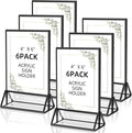 PPH-Sisy Acrylic Sign Holder 4x6 Display Stand, Clear and Stable Table Plastic Paper Holder, Acrylic Frames for Home Office Shop Photo Frames Exhibition Black (6pcs)