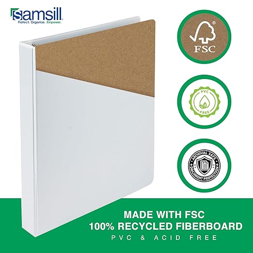 Samsill 1 Inch 3 Ring Binders, Made in USA, Economy Round Ring with Clear View Cover, 200 Sheet Capacity, White, Pallet of 864 Binders in 36 Cartons