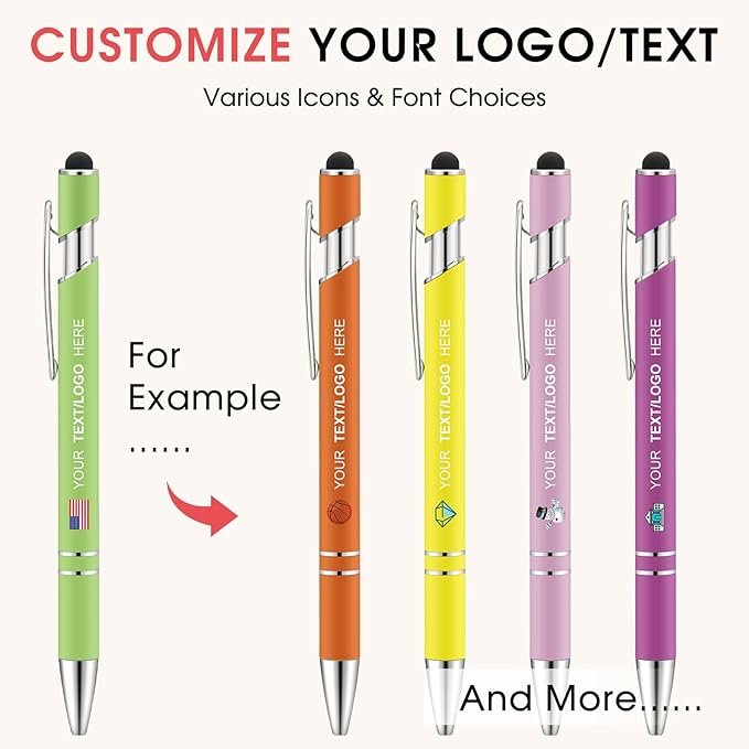 ENOMY Personalized Pens Bulk Free Engraved with Logo/Name/Message Black Ink Custom Pens Customized Stylus Ballpoint Pens Ideal Gifts for Business Anniversary (60)