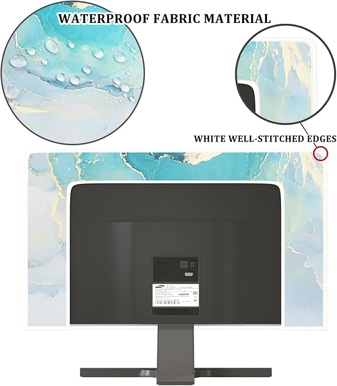Baocicco Blue Green Marble TV Display Screen Cover 70 Inch Creative Anti-Static Dustproof Monitor Accessories Laptop LCD Cover Modern Screen Television Decoration for LED LCD OLED TVs
