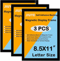JIUYE 3Pcs Self Adhesive Magnetic Sign Holder 8.5 x 11 inches,Wall Mount Plastic Display Frame,Adhesive Magnetic Framed Paper Document Sign Holder for Home Office Store,Black