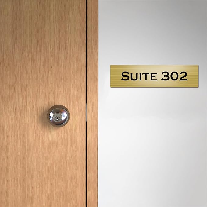 Custom Office Engraved Name Plate for Door or Wall Sign, Personalized Door Name Plate for Office with Adhesive, Laser Engraving, 10 Colors Available, 3 Styles (2" x 10")